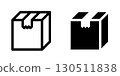 密封紙箱圖示集（2 種類型：對角線、線條圖和填充） 130511838