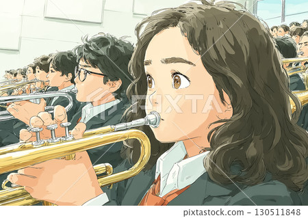 Miyu Series: Miyu High School Student Brass Band Ensemble Serious Expression 130511848