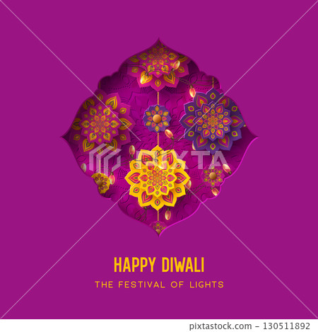 Diwali festival holiday design with rangoli. Diwali festival holiday design with rangoli. 130511892