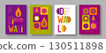 Diwali colorful typography cards with Diya lamp 130511898