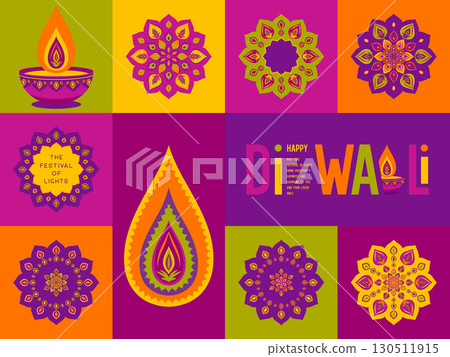 Colorful Diwali traditional design Colorful Diwali traditional design 130511915