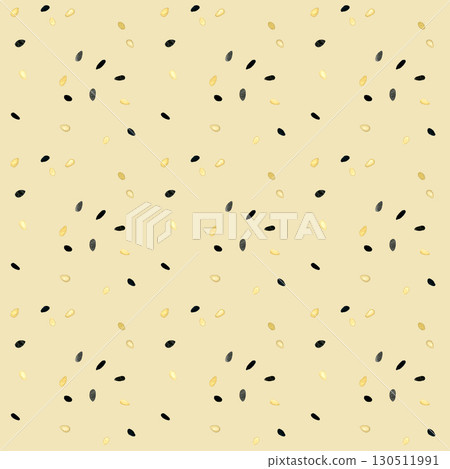 Seamless pattern of black and white sesame seeds. Hand-drawn watercolor illustration background material. 130511991