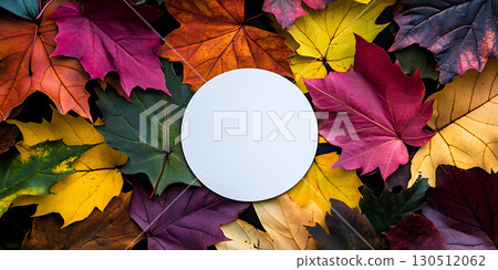 Autumn Leaves Background Vibrant Fall Foliage with Circle Placeholder Autumn Leaves Background Vibrant Fall Foliage with Circle Placeholder 130512062