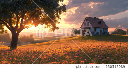 Sunset House Rural Landscape Photography 130512089