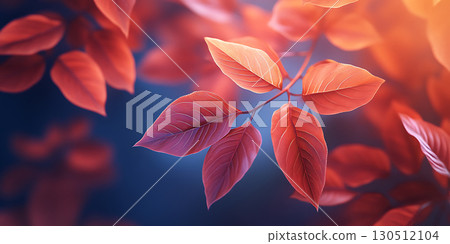 DewKissed Autumn Leaves Vibrant Red Foliage Background 130512104