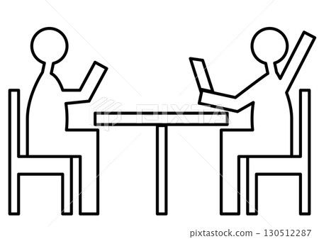 Pictogram of ordering at a restaurant Pictogram of ordering at a restaurant 130512287