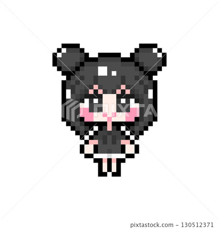 Pixel Art Character Standing Twin Bun Hair Girl (6) 130512371