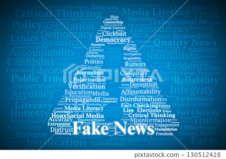 Fake News Word Cloud. Key Concepts On False Information, Media Literacy, Ethics, Transparency, And The Promotion Of Truthful, Accurate, And Responsible Communication. Fake News Word Cloud. Key Concepts On False Information, Media Literacy, Ethics, Transparency, And The Promotion Of Truthful, Accurate, And Responsible Communication. 130512428