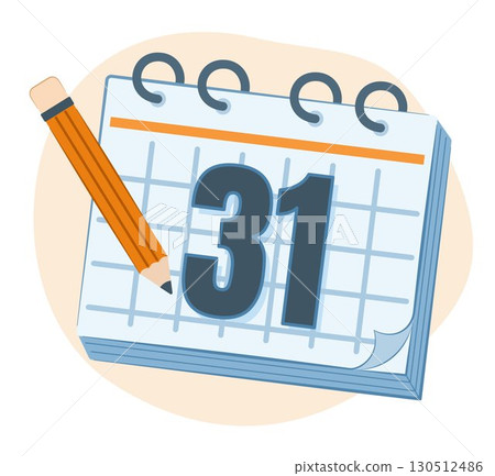 Calendar with Pencil for Schedule and Work Planning Concept Illustration Clip Art 130512486