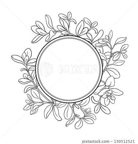 Marjoram Branch Outline Round Frame. Marjoram Branch Outline Round Frame. 130512521
