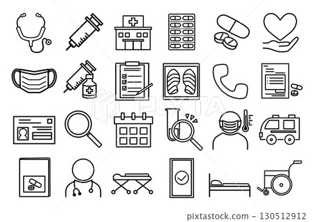 用於內科和醫療保健的簡單圖標集 130512912