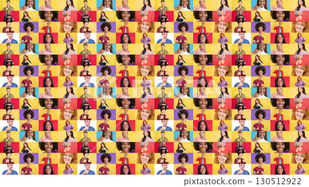 Infinite mosaic of people gesturing agreement raising a thumb up Infinite mosaic of people gesturing agreement raising a thumb up 130512922