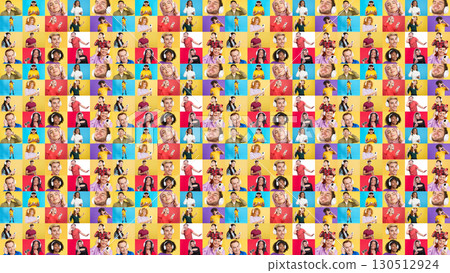 Infinite mosaic of people listening music with mobile and headphones Infinite mosaic of people listening music with mobile and headphones 130512924