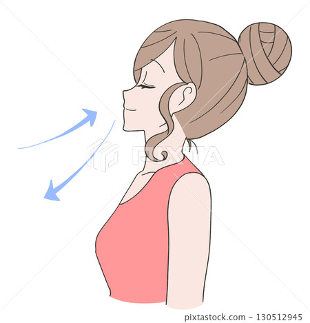 一位女士用鼻子呼吸的插圖 一位女士用鼻子呼吸的插圖 130512945