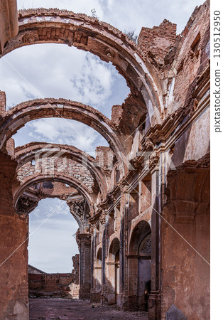 Crumbling arches of the church of the convent of saint augustine in belchite old town 130512950