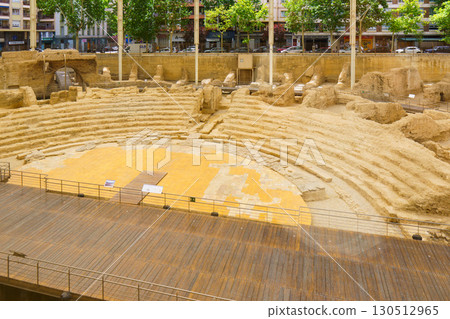 Roman theater of zaragoza showing stage and seating area Roman theater of zaragoza showing stage and seating area 130512965