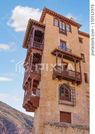 Hanging houses of cuenca rising above huecar river gorge Hanging houses of cuenca rising above huecar river gorge 130512978