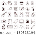 Hiking and Camping Icon Set in Line Art 130513194