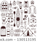 Rafting and Kayaking Line Art Icons Set 130513195