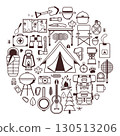 Camping Circle Shape Print with Hike Elements 130513206