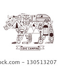 Camping and Hiking Print in Bear Shape 130513207