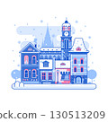 Europe Christmas Town with Cathedral and Houses 130513209