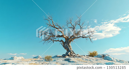 Stunning Lone Tree Landscape Vibrant Sky Winter Scene Nature Photography 130513285