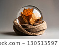 Dried leaves into a crystal sphere 130513597