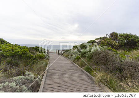 Walking path graveled in green bushes at 12 Apostles National Park Victoria, Australia. 130513767