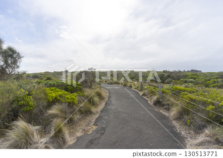 Walking path graveled in green bushes at 12 Apostles National Park Victoria, Australia. 130513771