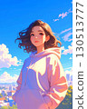A woman blowing in the wind 130513777