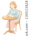 放鬆在咖啡館的婦女 130513828