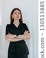 skilled aesthetician woman professional wearing black medical suit  130513885