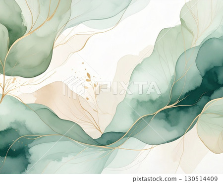 舒緩的鼠尾草綠和米色水彩抽象的背景 舒緩的鼠尾草綠和米色水彩抽象的背景 130514409