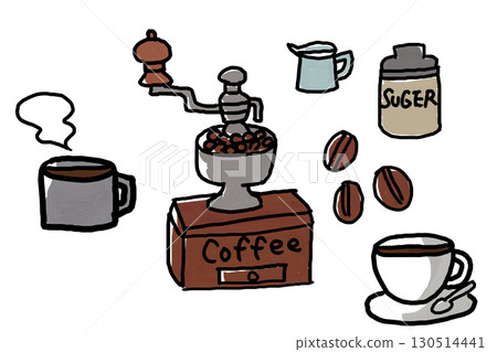 手工繪製的插圖集的咖啡 手工繪製的插圖集的咖啡 130514441