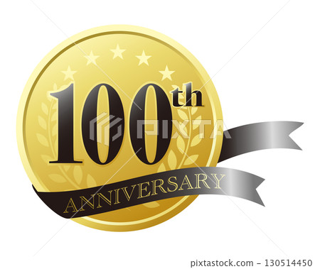 Centenary icon. Black ribbon and medal. 130514450