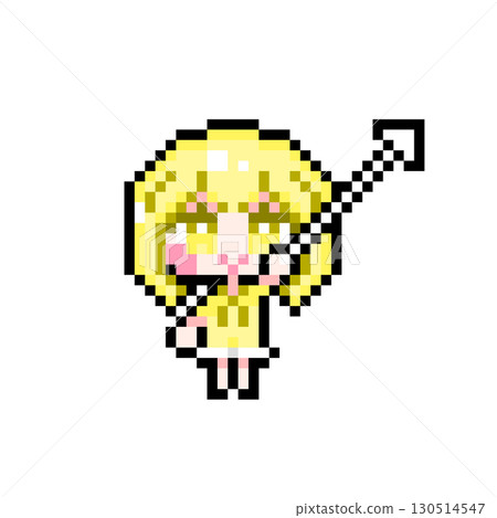 Pixel art character Short hair girl with cursor (3 130514547