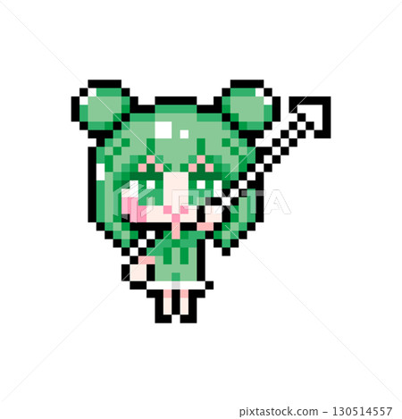 像素藝術角色雙髮髻女孩與遊標 (5) 像素藝術角色雙髮髻女孩與遊標 (5) 130514557