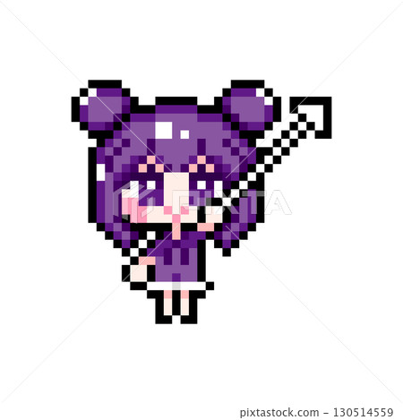 Pixel Art Character Twin Bun Hair Girl with Cursor (7) 130514559