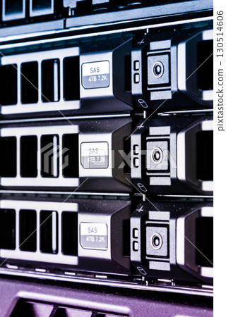 Array of data storage hard drives in internet data center Array of data storage hard drives in internet data center 130514606