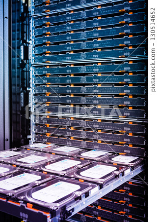 server cabinet with open hard disk cluster tray 130514652