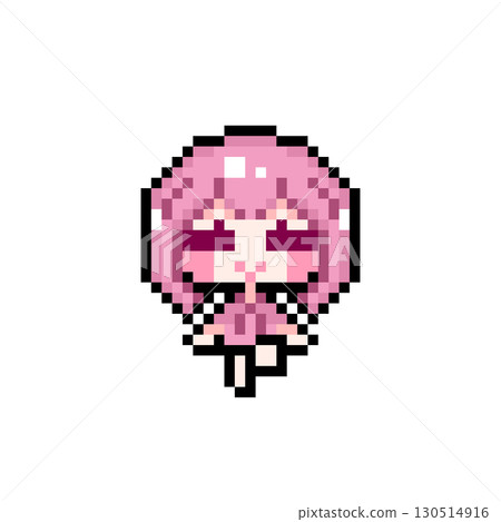 像素藝術人物：坐著拍打雙腿的短髮女孩（1） 130514916