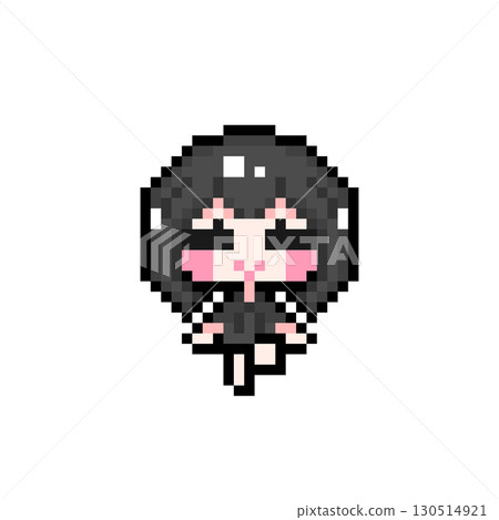 Pixel art character: A short-haired girl sitting and flapping her legs (6) 130514921