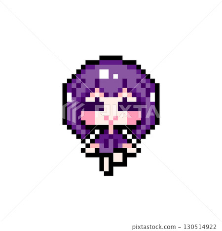 像素藝術人物：坐著拍打雙腿的短髮女孩（7） 130514922