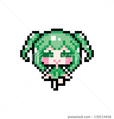 像素藝術人物：一個綁著小辮子坐著拍打雙腿的女孩（5） 130514936