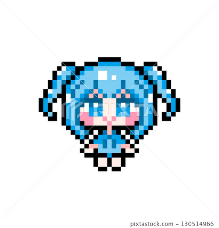 Pixel art character: Sitting girl with mini pigtails (2) 130514966