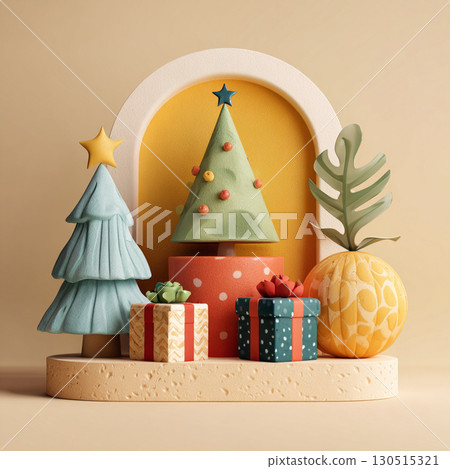 Cartoon Style Christmas and New Year Minimalist Illustration 130515321