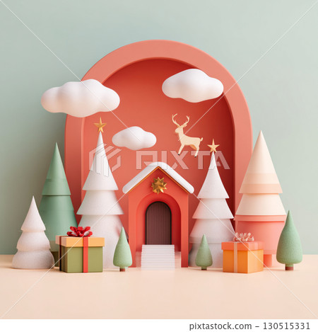 Cartoon Style Christmas and New Year Minimalist Illustration Cartoon Style Christmas and New Year Minimalist Illustration 130515331