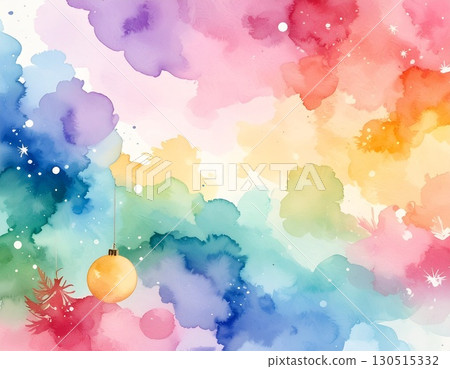 A soft watercolor background with Christmas-inspired colors 130515332
