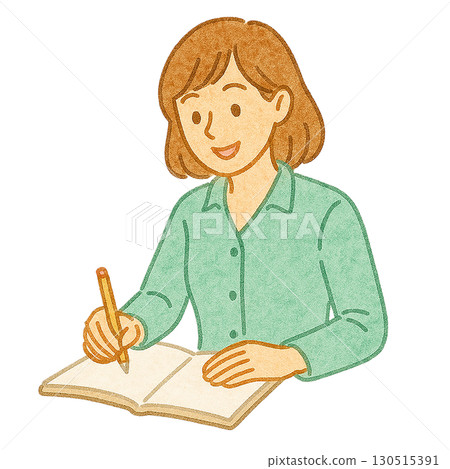 Woman writing in a notebook Illustration material (business/learning) 130515391